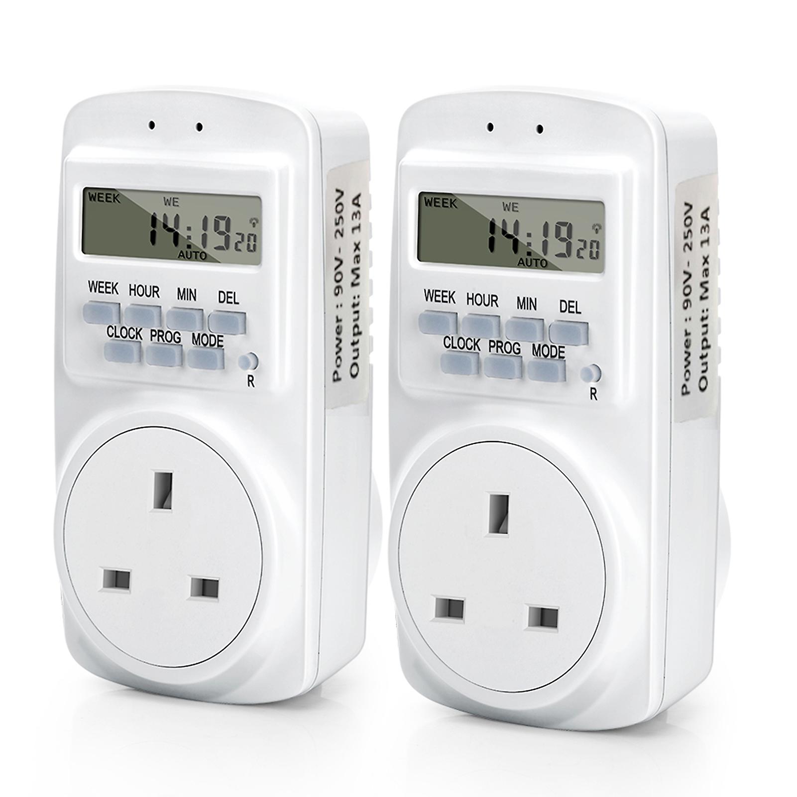 Digital Electrical UK Plug Timer Socket， 24 Hours 7 Day Weekly 16 Groups Programmable Light