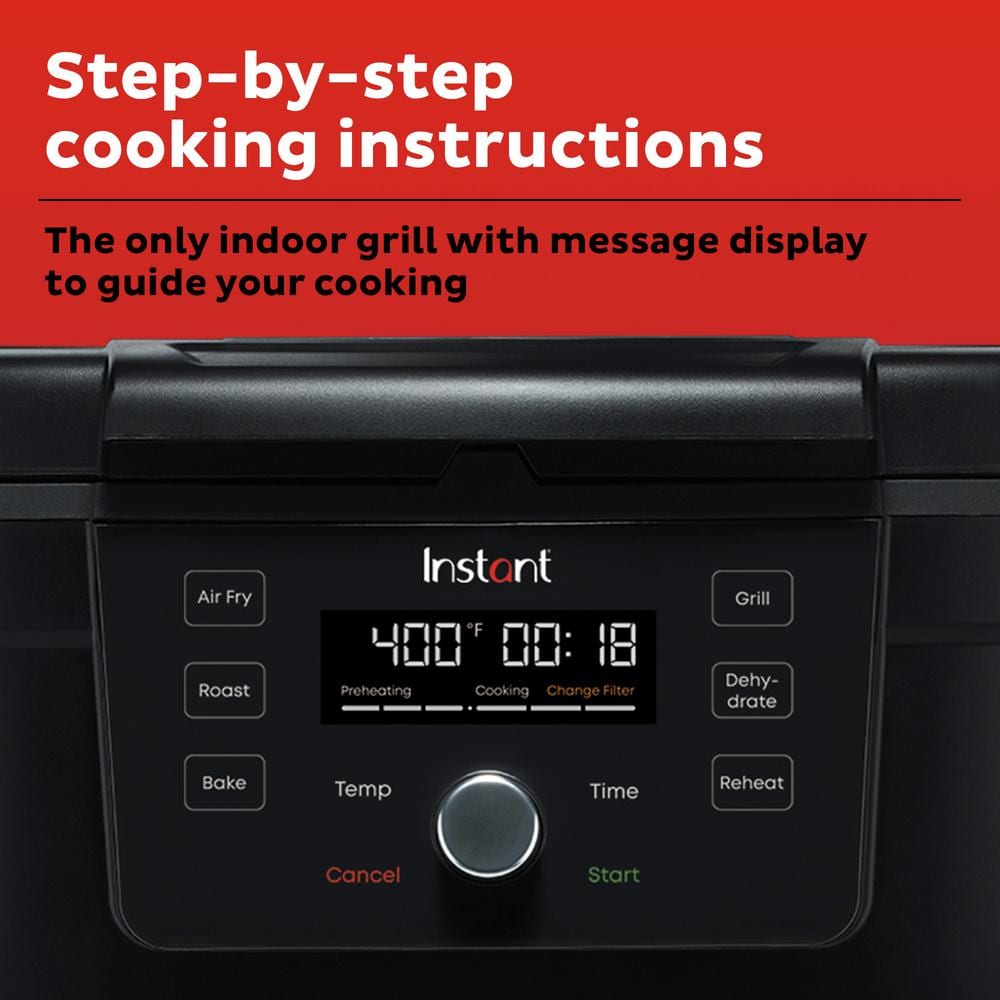 INSTANT 4 qt. Indoor Grill and Air Fryer Black with OdorEase and ClearCook Window 140-8001-01