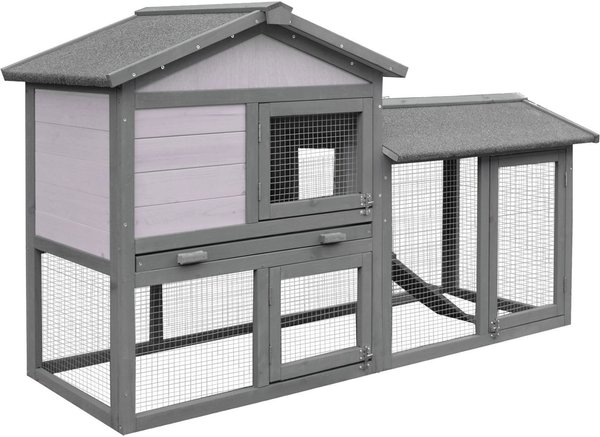 PawHut Outdoor Raised Painted Deluxe Wood Rabbit Hutch