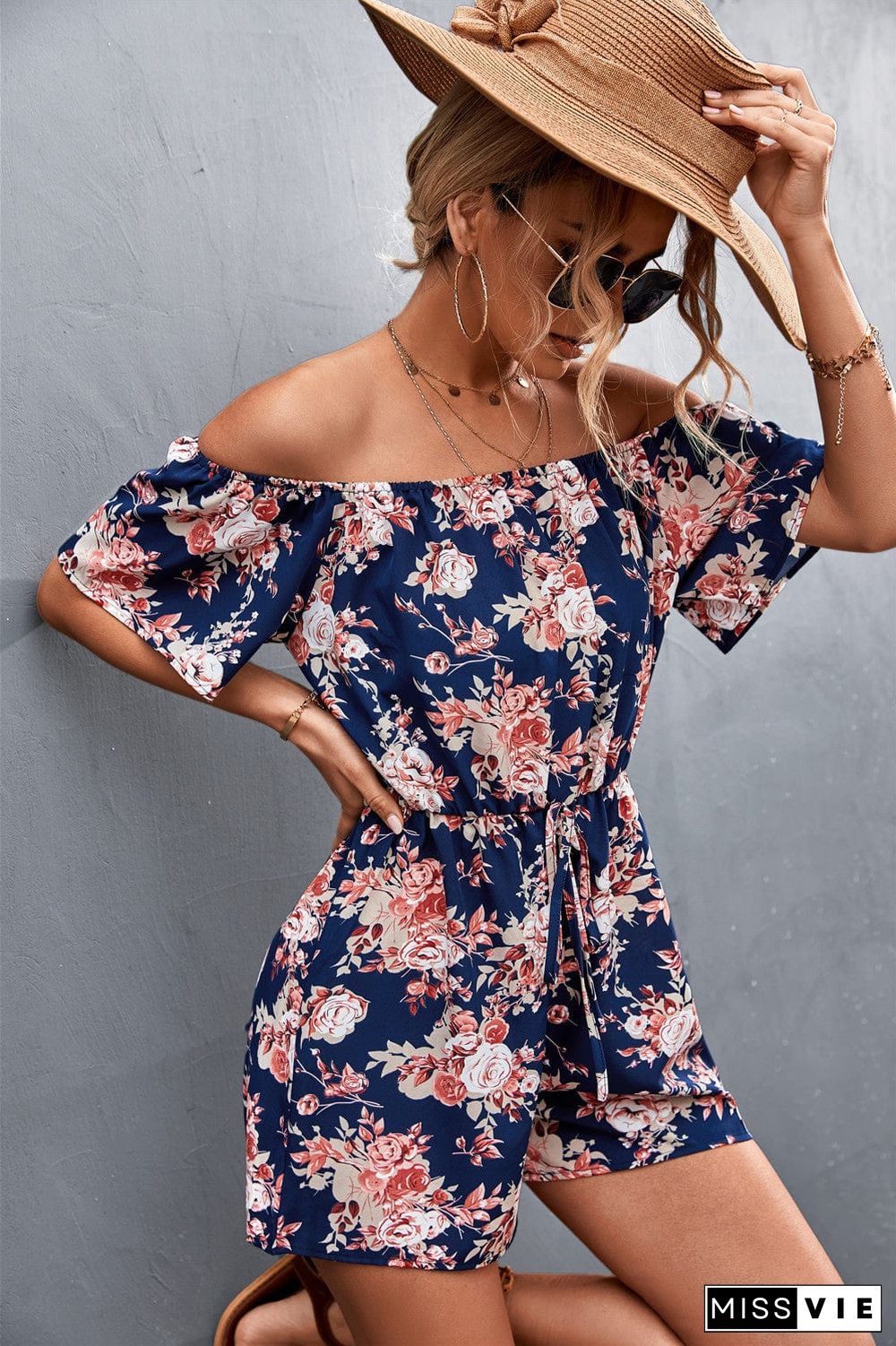 Off Shoulder Floral Summer Romper