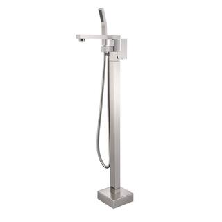 Nestfair Single-Handle Floor Mount Roman Tub Faucet with Hand Shower in Brushed Nickel SX-JM855N