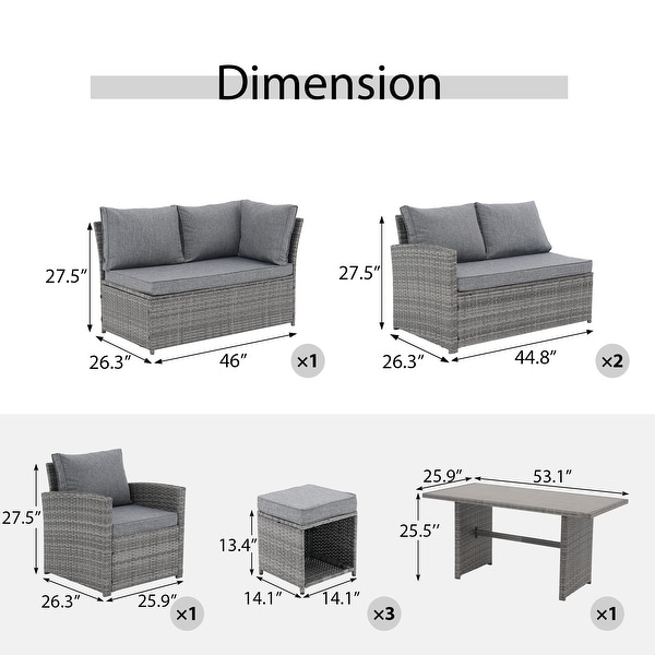 Outdoor 8piece Wicker conversation set Patio Sofa Furniture