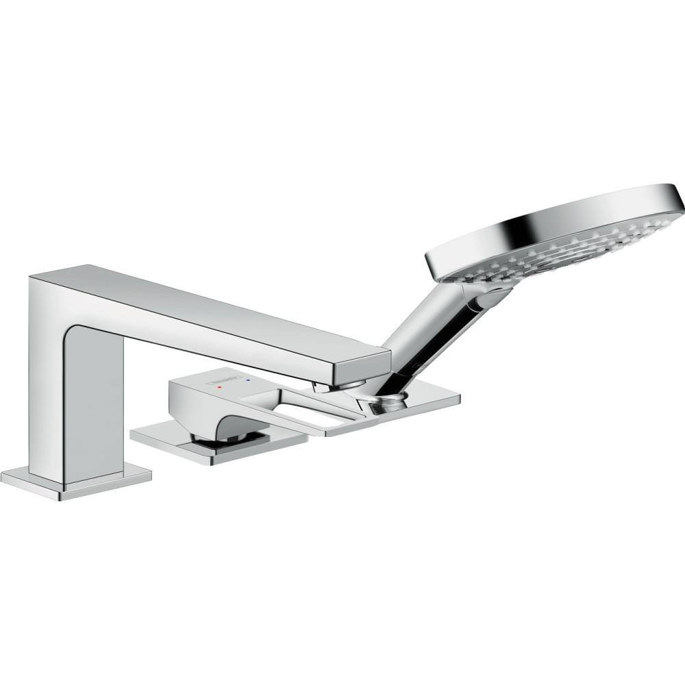 Hansgrohe Metropol 2-Handle Deck Mount Roman Tub Faucet with Hand Shower in Chrome 74554001