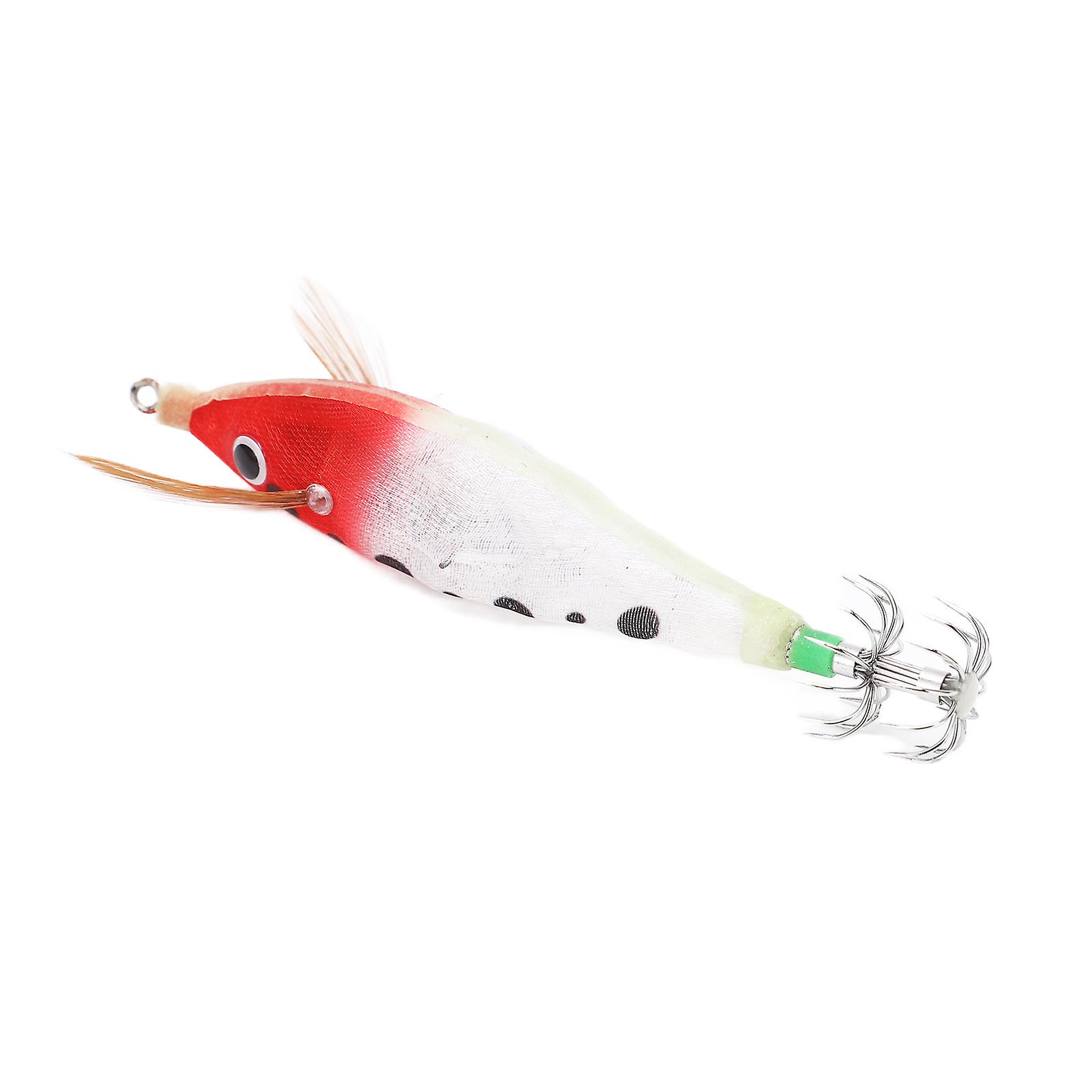 Fishing Squid Jigs Bait Squid Jig Hook Hard Fishing Lure With Luminous Effect For Ocean Boat River Pond Fishingred Light White Body Black Dots Body