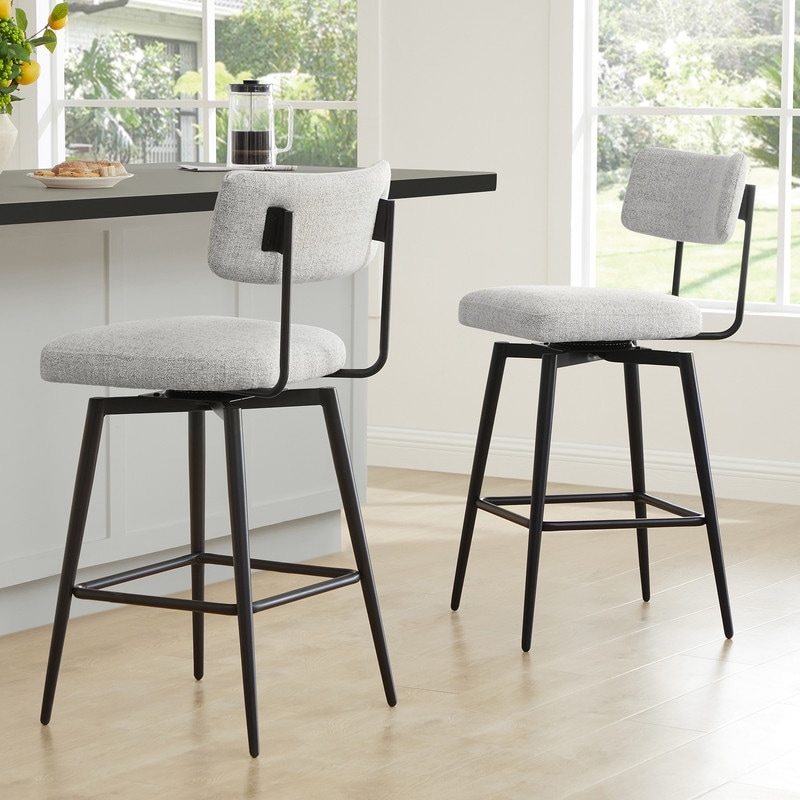 Elise Counter Height Swivel Bar Stool Chairs Set of 2 with Metal Frame