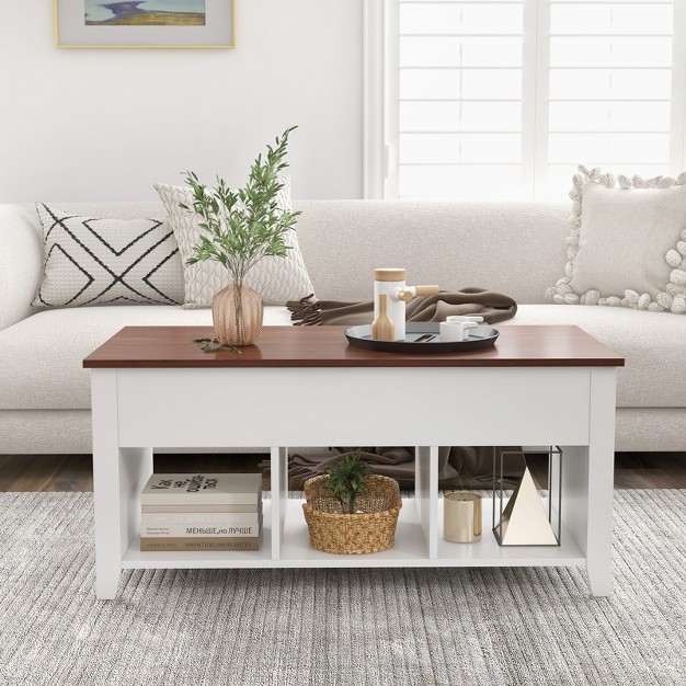 Costway Lift Top Coffee Table W Hidden Compartment And Storage Shelves Modern Furniture