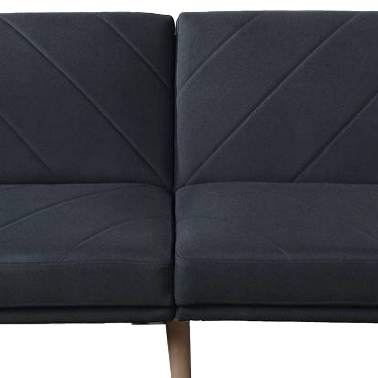 Fabric Adjustable Sofa with Chevron Pattern and Splayed Legs, Black- Saltoro Sherpi