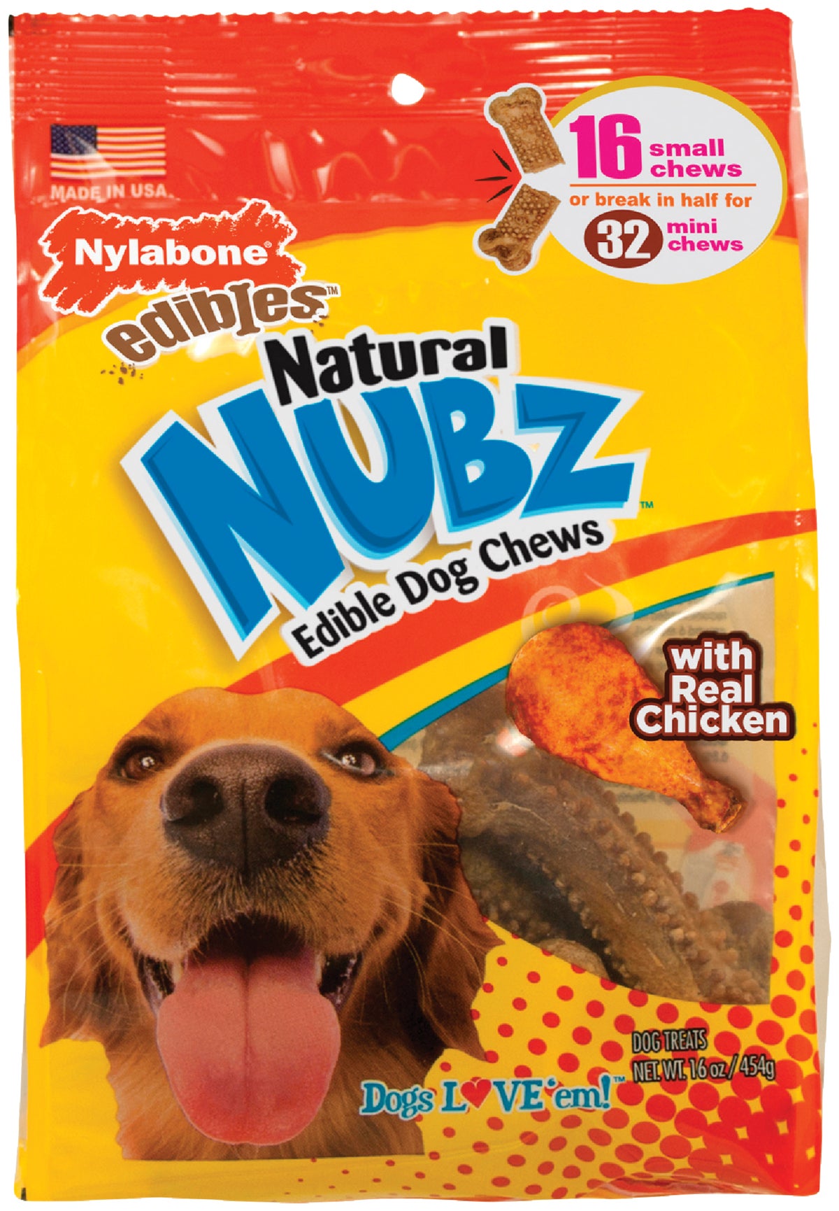 Nylabone Edibles Natural Nubz Dog Treat Chew 16-Pack