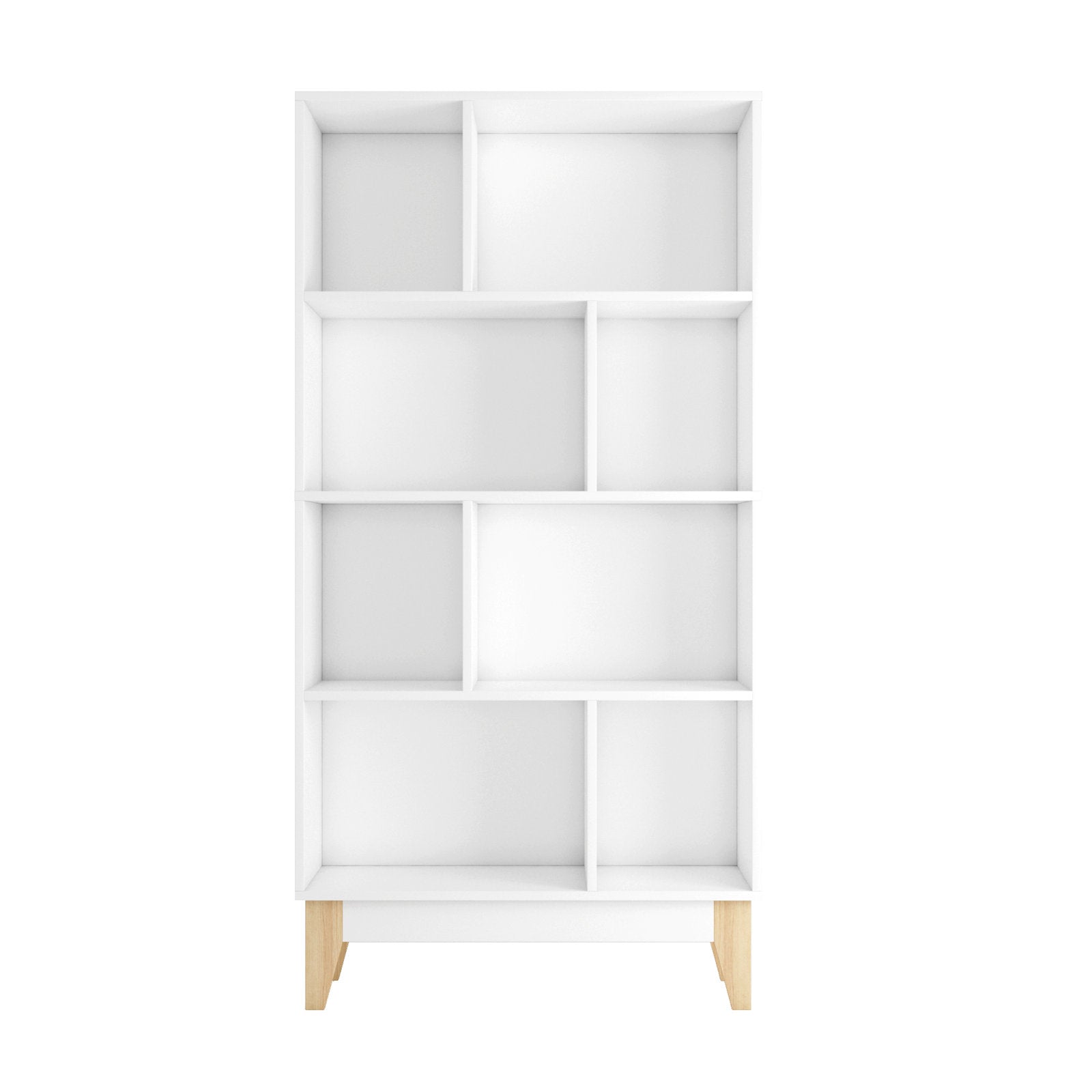 Homfa Kid Bookcase, 58.1H Bookshelf 4-Tier Storage Rack with Wood Legs, Organizer Stand for Books Toys, White