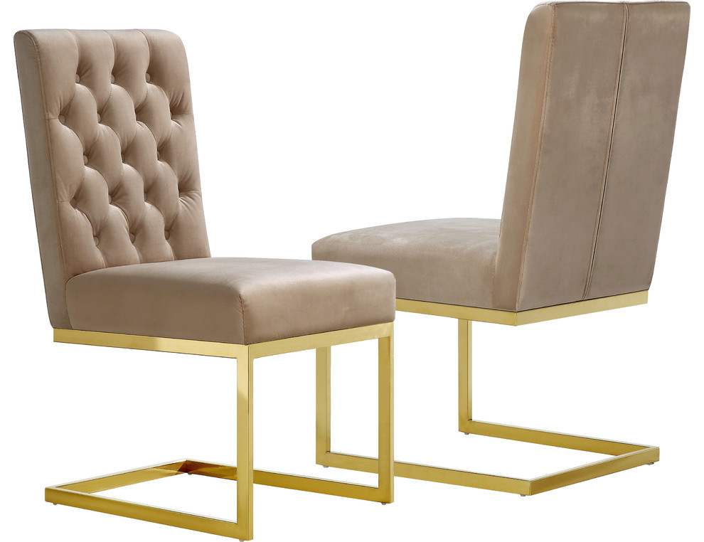 Cameron Velvet Dining Chair  Set of 2   Contemporary   Dining Chairs   by Meridian Furniture  Houzz