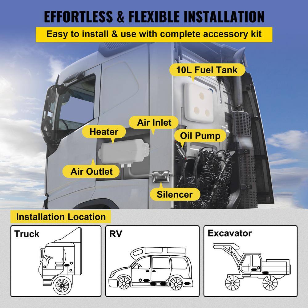 VEVOR Diesel Heater 17060 BTU Diesel Air Heater with Muffler 12Volt Diesel Parking Heater with Digital Switch