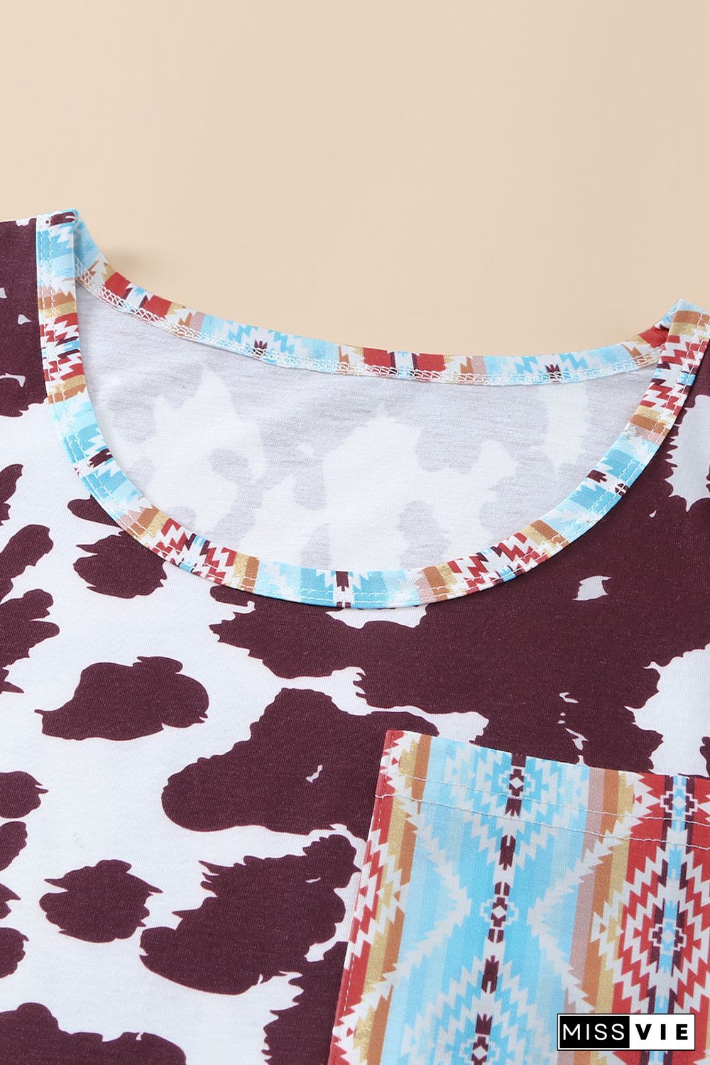 Cow Print Aztec Pocket Tank Top