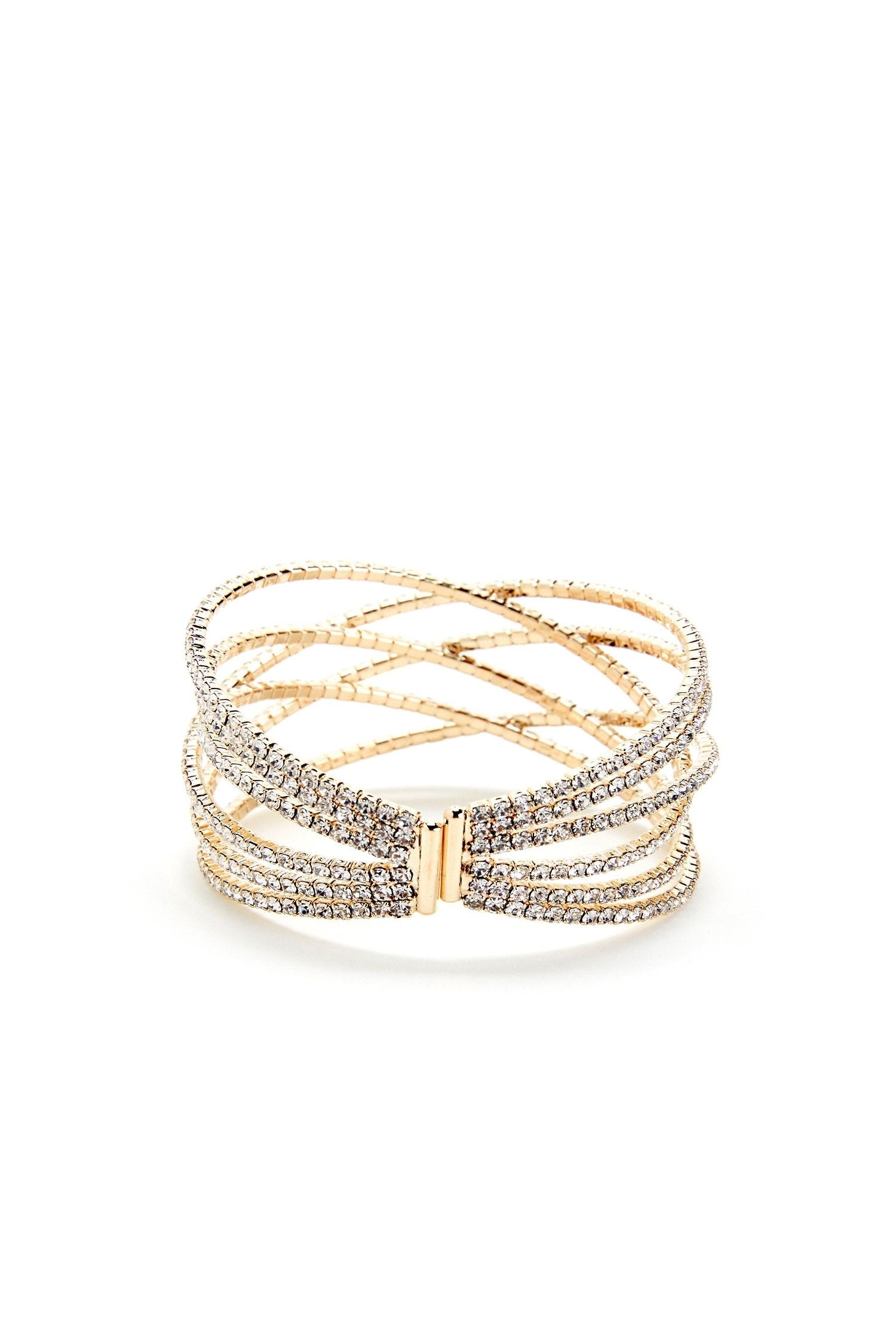 Rhinestone Lattice Cuff Bracelet