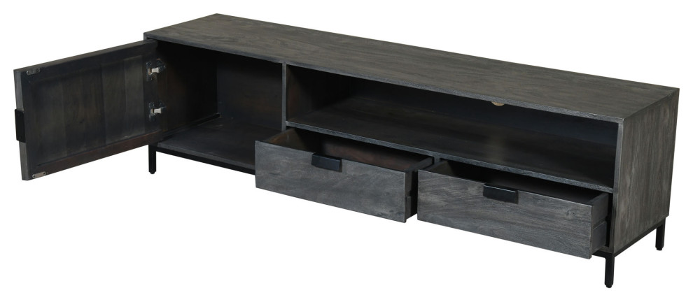 Samuel 69 quotWide Wood Media Console   Industrial   Entertainment Centers And Tv Stands   by Kolibri Decor  Houzz