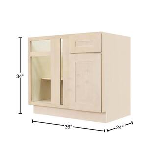 LIFEART CABINETRY Lancaster Shaker Assembled 36x34.5x24 in. Base Blind Corner Cabinet in Stone Wash ALSW-BBC36