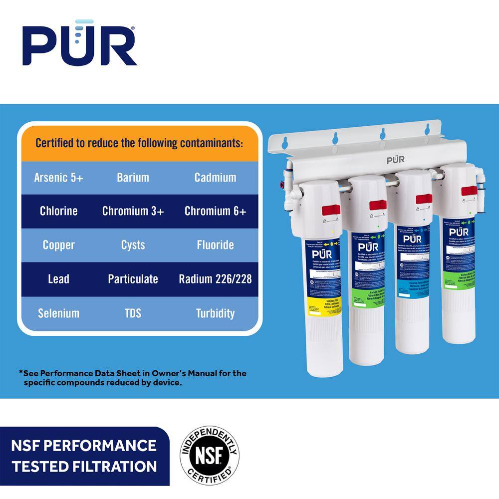 PUR 4-Stage Quick Connect 20.3 GPD Reverse Osmosis Water Filtration System with Faucet PQC4RO