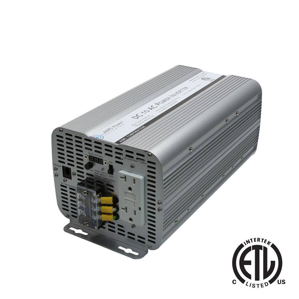 AIMS POWER 3600-Watt Modified Sine Inverter 12-Volt DC to 120-Volt AC ETL Listed to UL 458 PWRINV360012120W