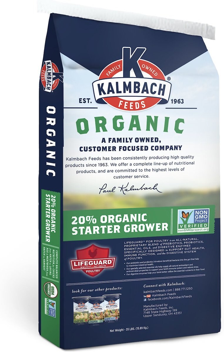 Kalmbach Feeds Organic 20% Starter Grower Poultry Feed， 35-lb bag