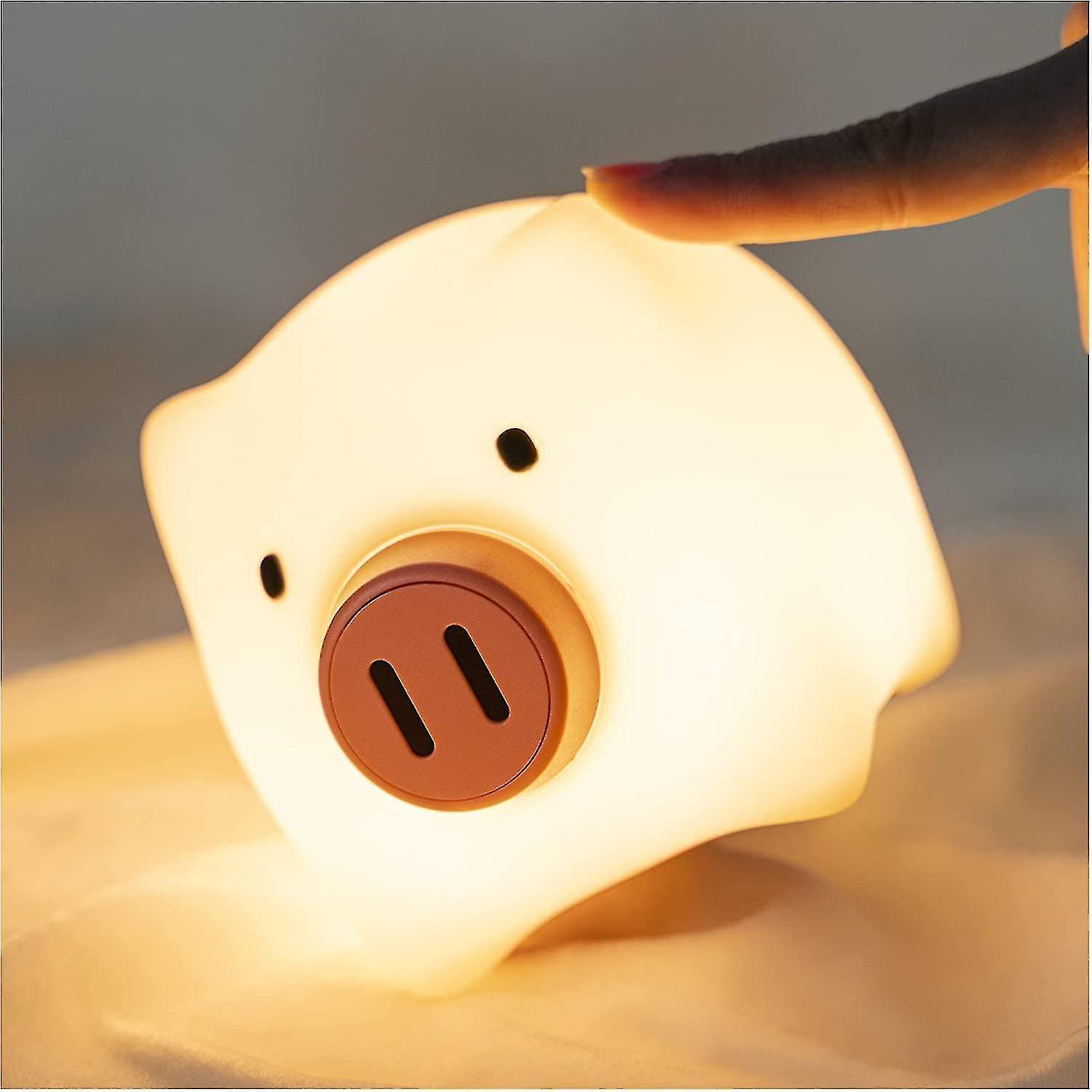 Cute Night Light For Kids， Kawaii Vicopig Silicone Squishy Nursery Night Light For Baby Girl Gift， R