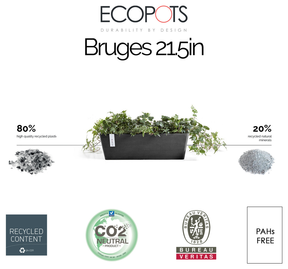 Ecopots Plastic Rectangle Wall Pot  Dark Grey  21.5 quot  Contemporary   Outdoor Pots And Planters   by Esbenshades Greenhouses  Houzz