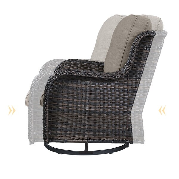 Pocassy PE Wicker Rocking Chair Swivel Chairs Glider Chair