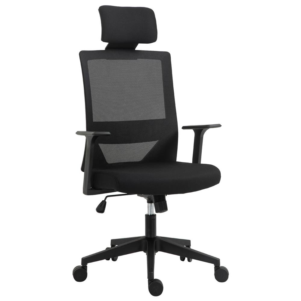 Vinsetto High Back Grey Office Chair, Swivel Task Chair with Lumbar Back Support, Breathable Mesh, and Headrest 921-418V80