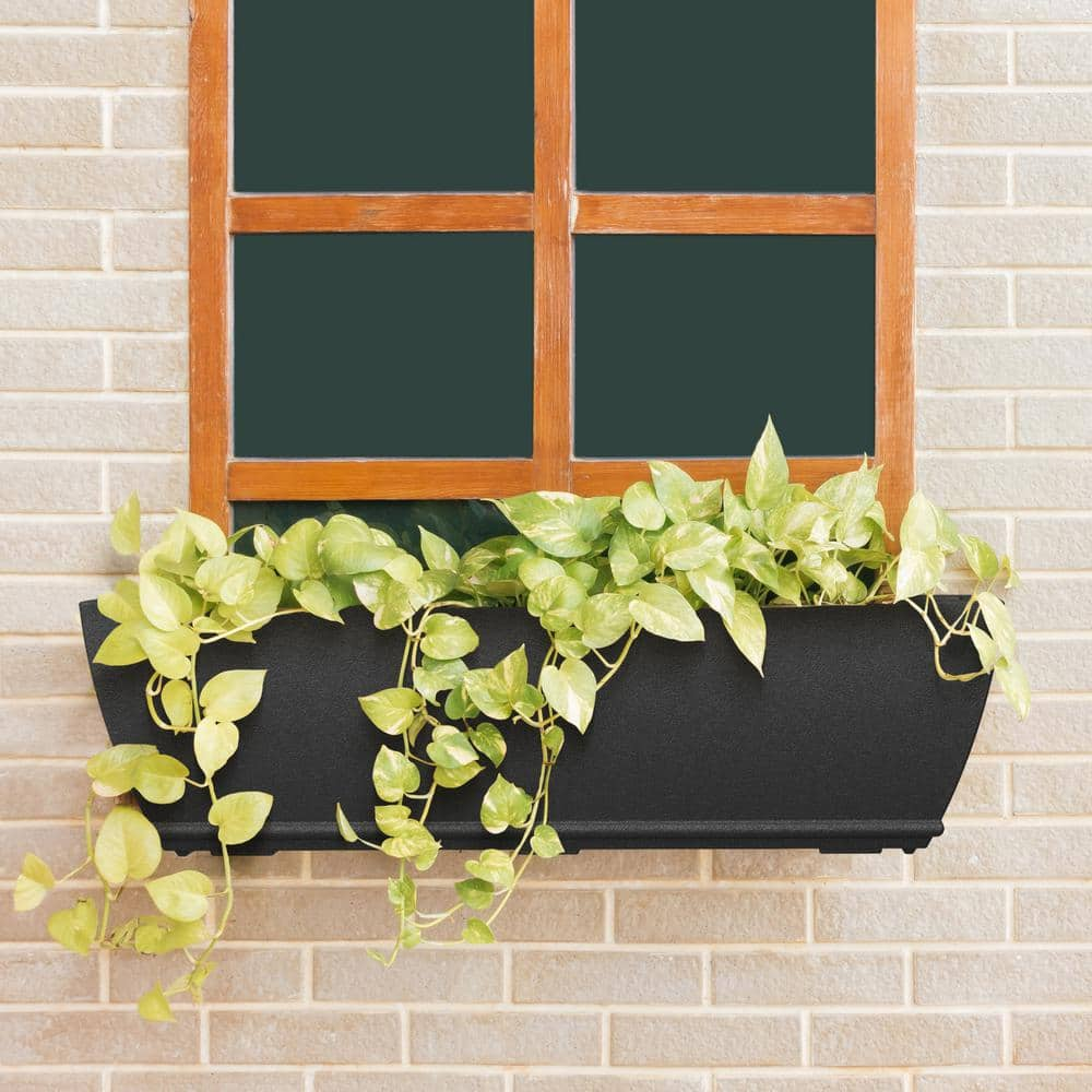 Mayne Acadia 36 in. x 11 in. Self-Watering Black Polyethylene Window Box 5917-B