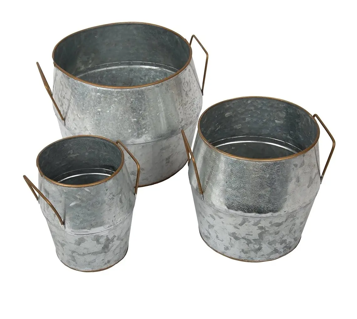 Premium quality galvanized planter Modern Metal Planters garden supplies Iron planter large decorative flower pots