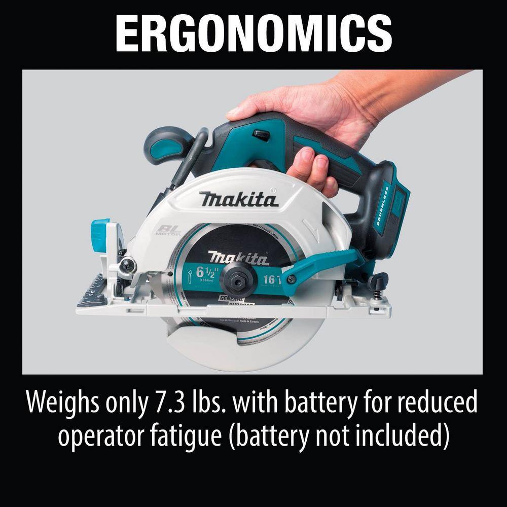 Makita 18V LXT Lithium-Ion Brushless Cordless 6-12 in. Circular Saw with Electric Brake and 24T Carbide Blade (Tool-Only) XSH03Z