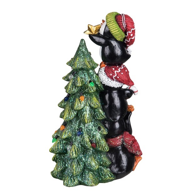 Transpac Resin 9 25 In Multicolor Christmas Stacked Penguin And Tree Figurine