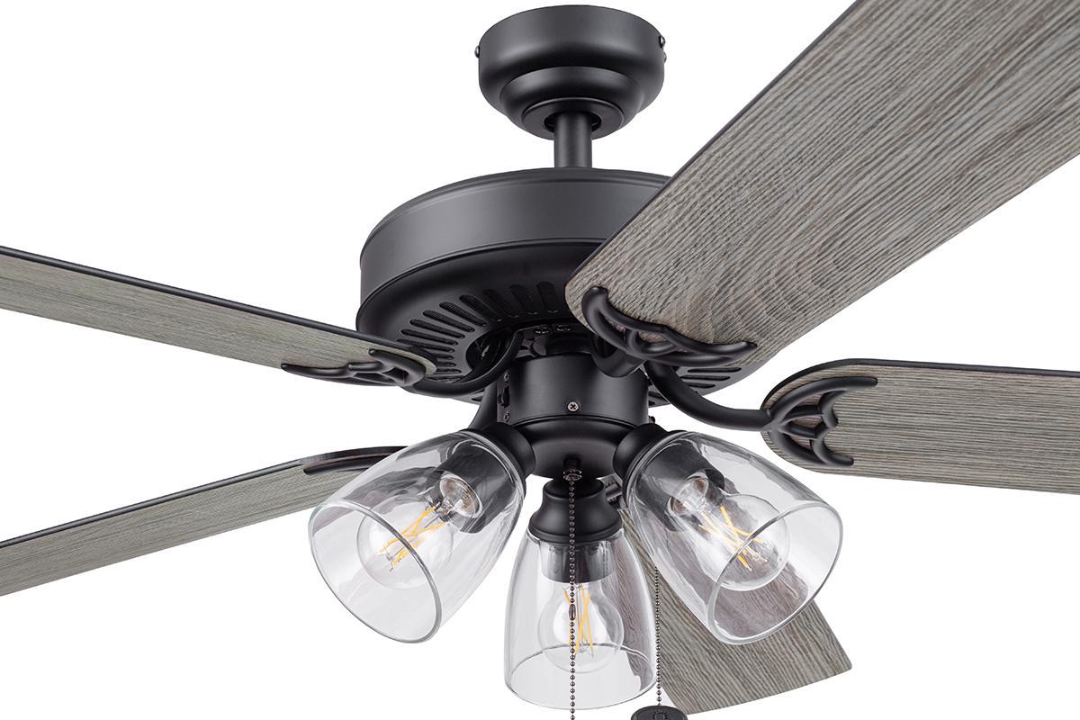 Better Homes and Gardens 52 5 Blade Matte Black Ceiling Fan with 3 Lights