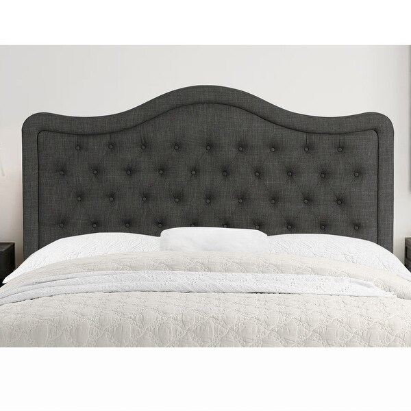 Moser Bay Furniture Adella Queen Size Linen Charcoal Waved Top Upholstery Headboard - - 10274142