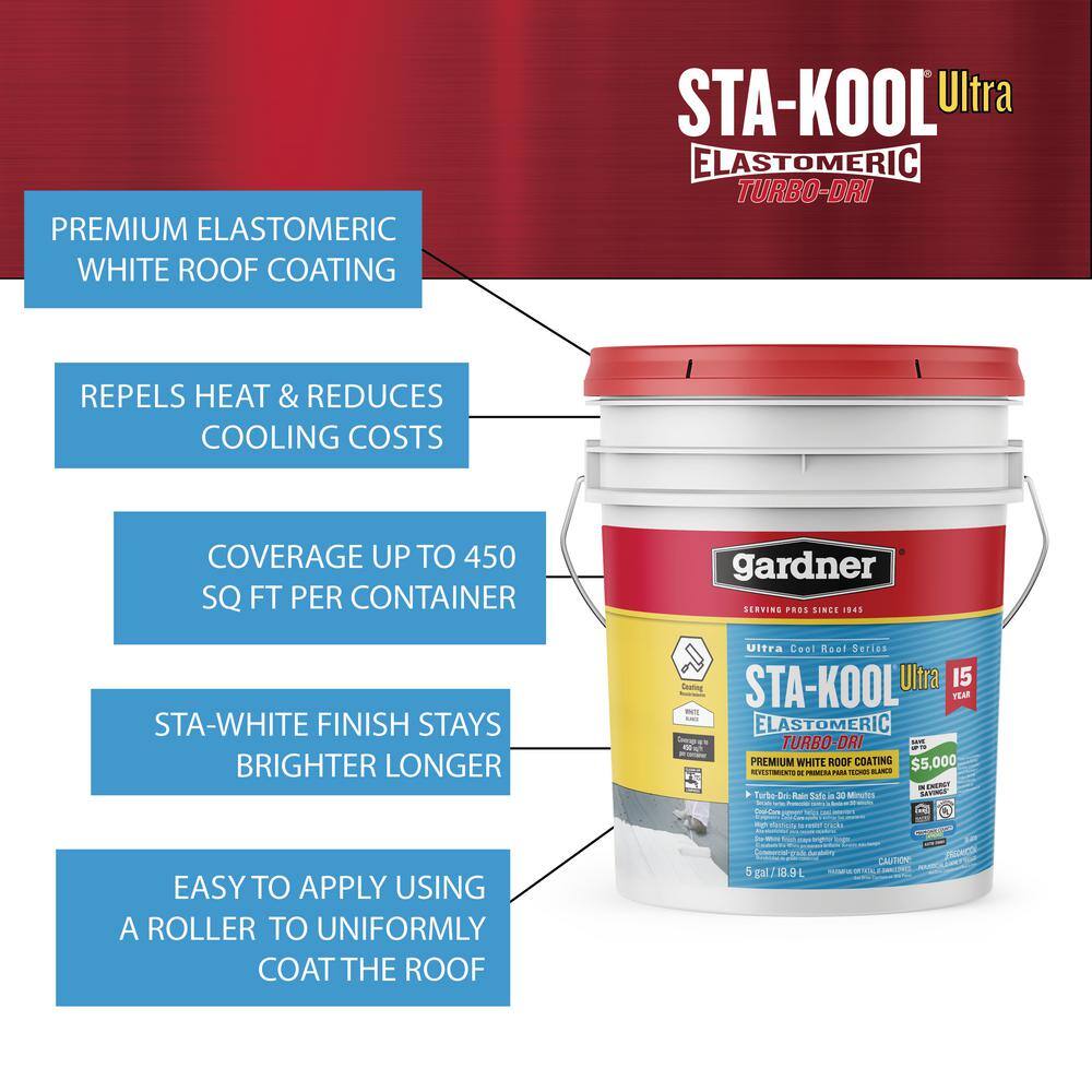 Gardner 5 Gal. Sta-Kool Premium Turbo-Dri White Roof Coating SK-8015