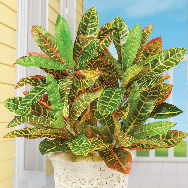 Collections Etc Faux Croton Bushes - Set Of 2