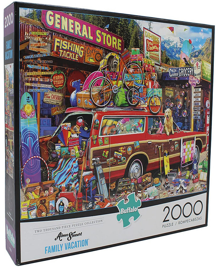 Buffalo Games Family Vacation 2000-Piece 3 Full Size Jigsaw Puzzle Mystery Bundle Set