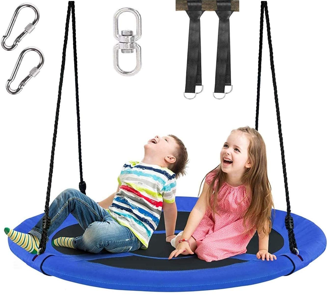 Costzon 40'' Flying Saucer Tree Swing for Kids Adult, Indoor Outdoor 700 Lbs 900D Round Swing w/ Multi-ply Rope