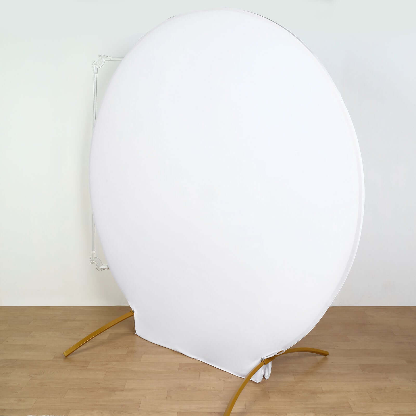 White Round Spandex Fit Wedding Backdrop Stand Cover 7.5ft