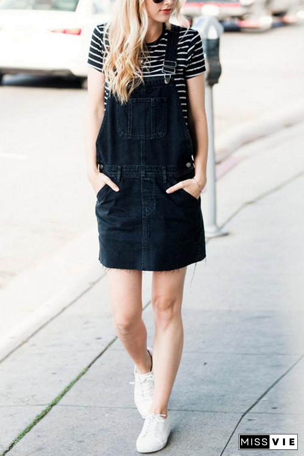 Basic Denim Overall Mini Dress