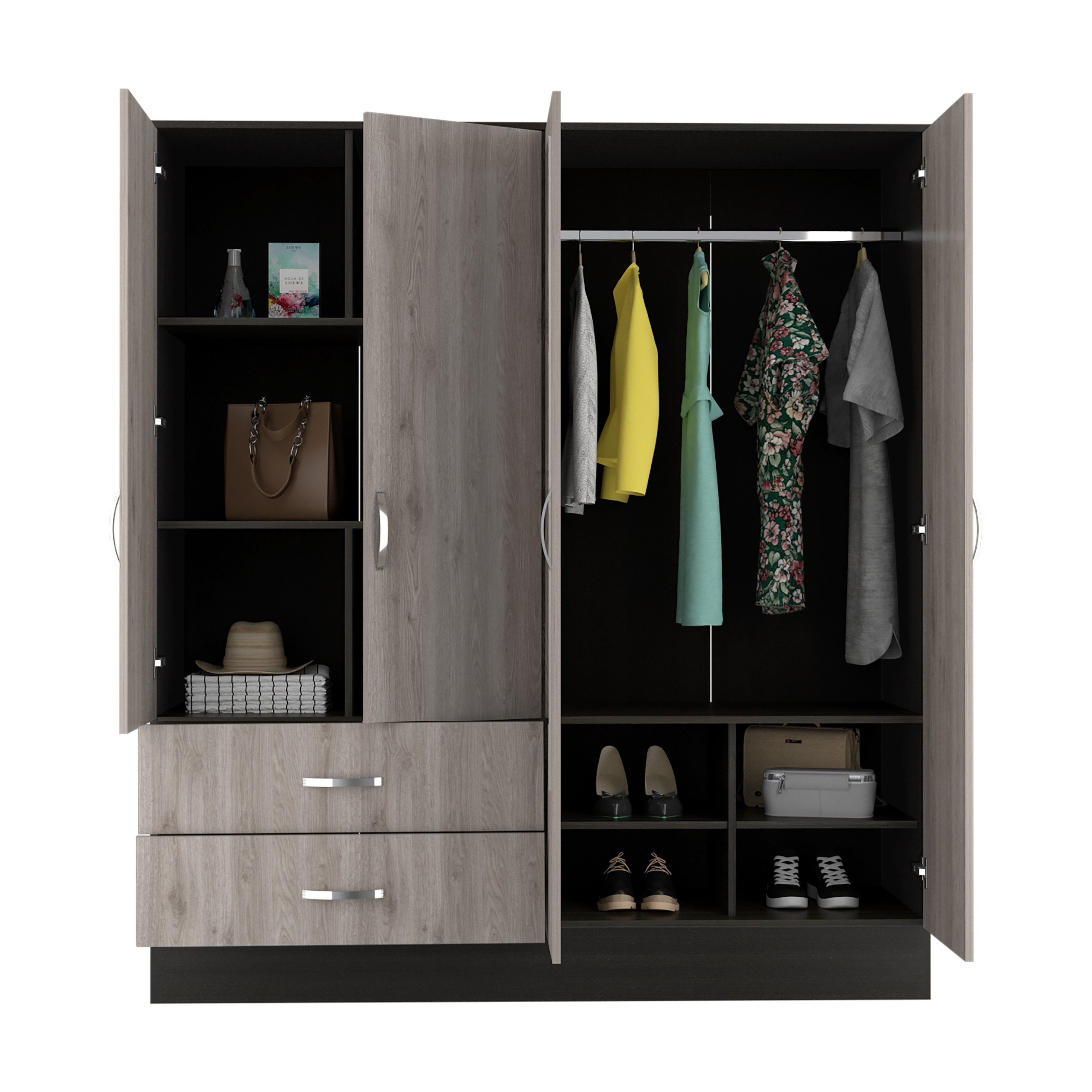 Depot E-Shop DE-CWZ5951 160 in. Gangi Armoire&#44; Black & Light Gray