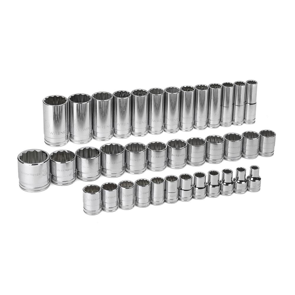 GEARWRENCH 37pc 1/2 In. Drive 12 Point Standard and Deep Metric Socket Set 80730 from GEARWRENCH