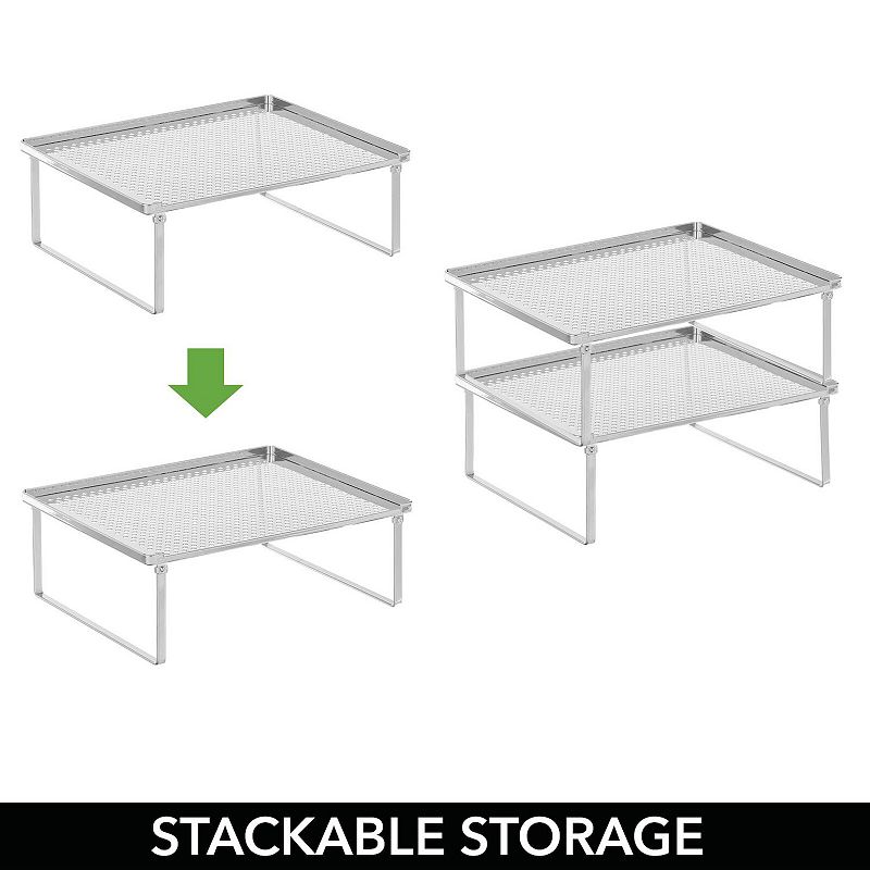 mDesign Metal Kitchen Shelf Stackable Organizer Storage Rack， 2 Pack