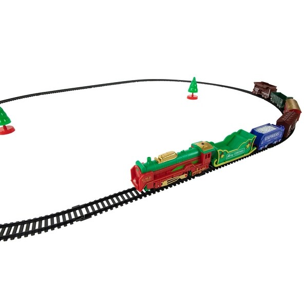 23 Pc Battery Operated Lighted and Animated Classic Christmas Train Set with Oval Track