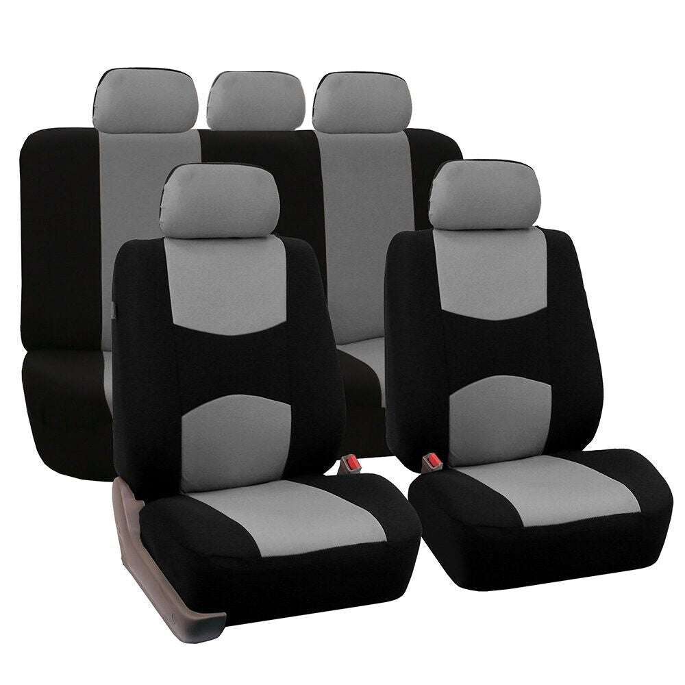 Onemayship Flat Cloth Universal Seat Covers Fit For 5-seat Car Truck SUV Van-Full Set(Gray)