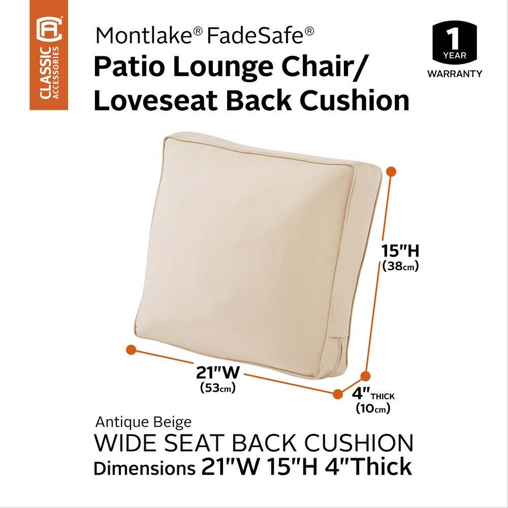 Classic Accessories Montlake FadeSafe Patio Lounge Chair/Loveseat Back Cushion