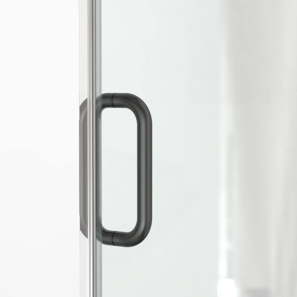 niveal Ruhr 60 in. W x 76 in. H Sliding Semi-Frameless Shower Door in Matte Black Finish with Clear Glass LU7051-7660MB