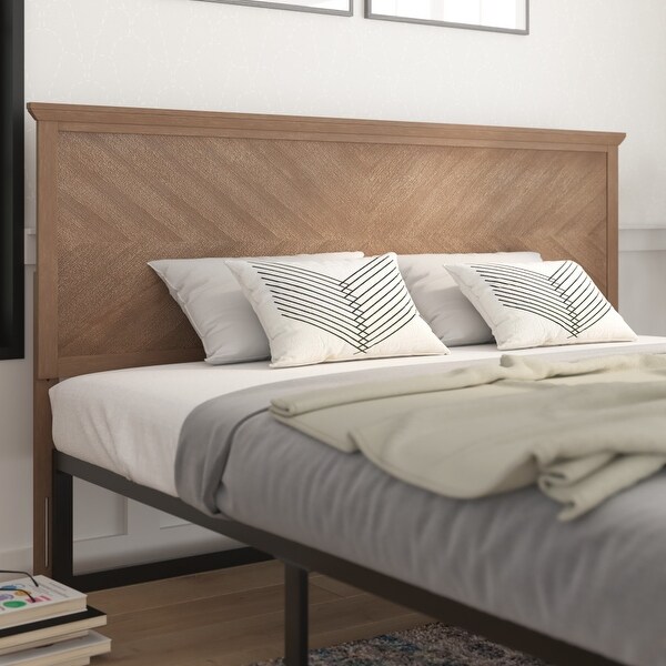 Solid Wood Herringbone Patterned Headboard Only - - 37825685