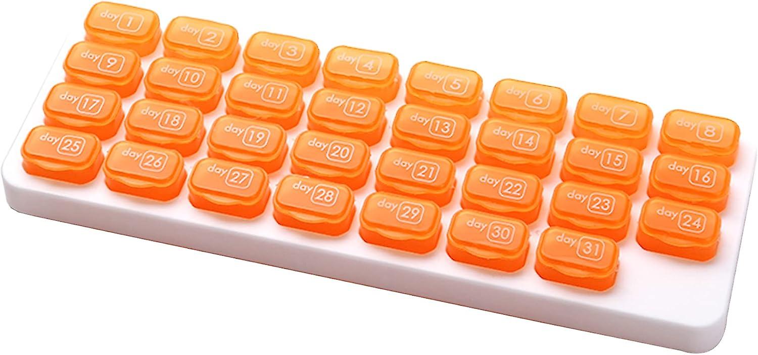 Monthly 31 Compartments Pill Organizer Day Pill Organizer For Medicine Vitamin Holder Container (orange)