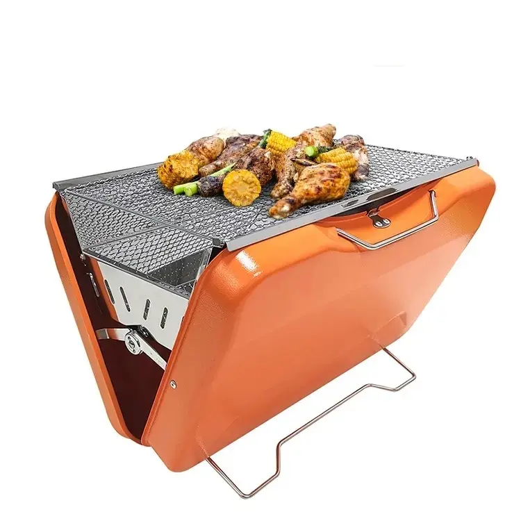 NPOT Portable Mini Suitcase Camping Travelling Folding Stainless Steel Charcoal Barbecue BBQ Grills