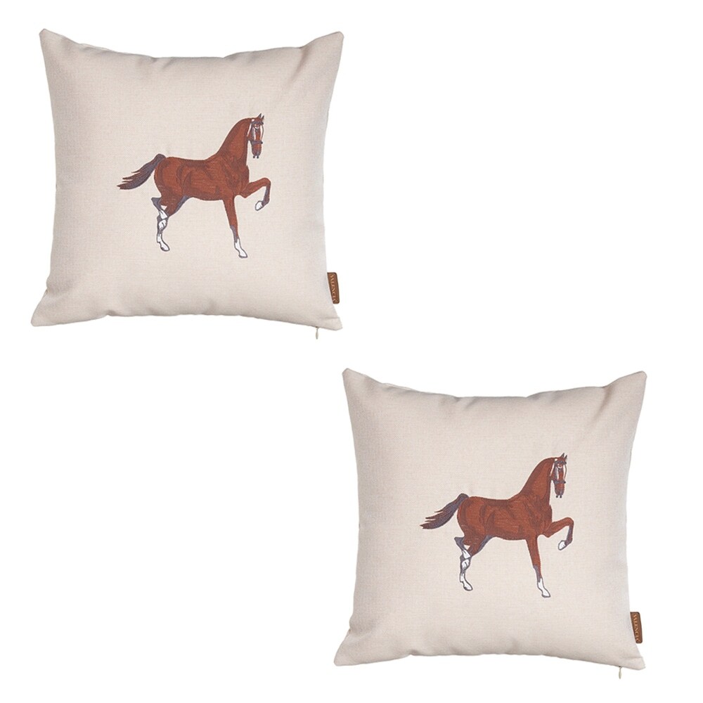 Boho Embroidered Horse Handmade Set of 2 Throw Pillow 18\