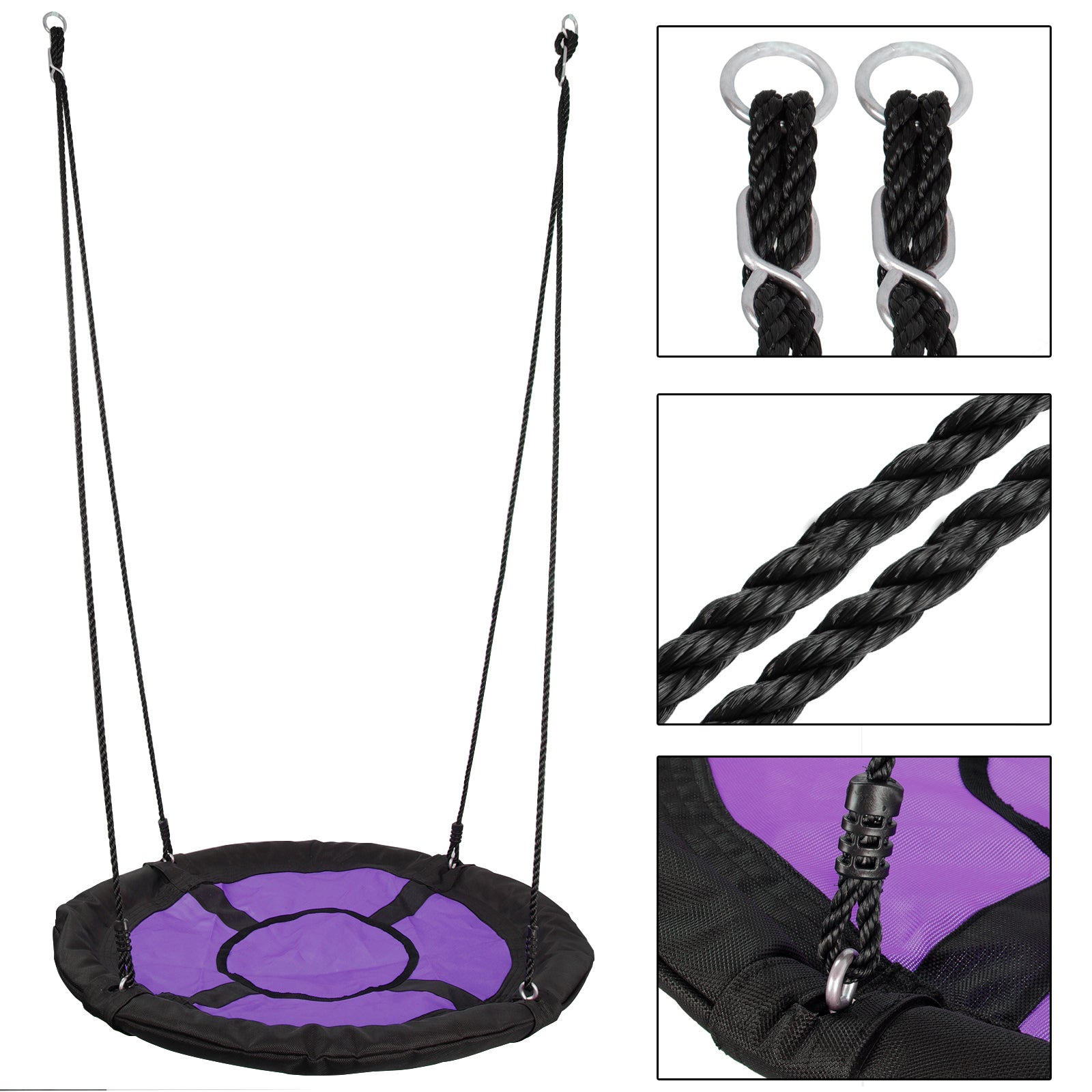 ZENY 40-inch Waterproof Saucer Web Swing Saucer Tree Swing with Tree Rope， Purple